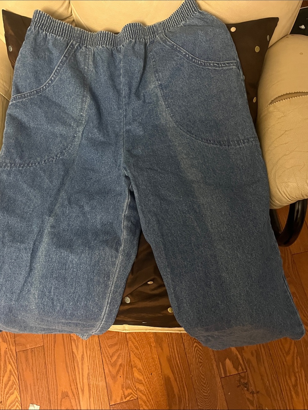 Vintage  Elastic Waist Denim Pants